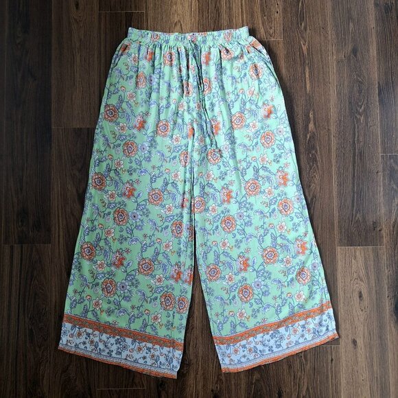 Welave Wide Leg Soft Flowy Boho Cottage Rayon Pull On Elastic Waist Pants Size 2 - Picture 1 of 9